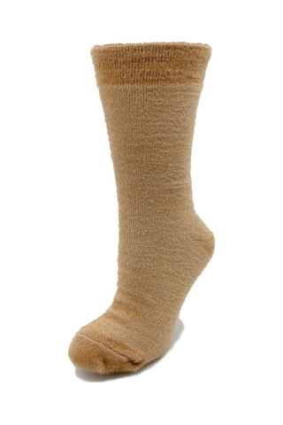 Tüylü Bej Rengi Kalın Kışlık Kadın Çorap Bej