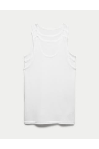 Marks & Spencer Saf Pamuklu 3'lü Atlet Seti T14007210d Beyaz