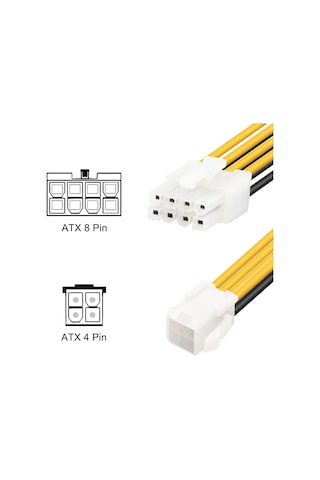 ATX 4 Pin 8 Pin Güç Kablosu 4 Pin Dişi 8 Pin Erkek Anakart CPU