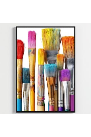 Besay Ressamın Gözünden Modern Salon Duvar Dekorasyonu Renkli Sanat Ve Fırça Posteri 3'lü Set A4 Çerçevesiz