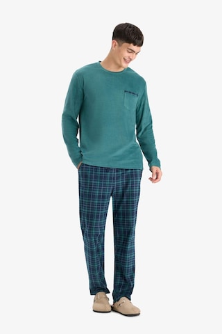 Defacto Pijama Takımı Polar Uzun Kollu Üst Kareli Uzun Alt D0047ax25wngn623 Yeşil