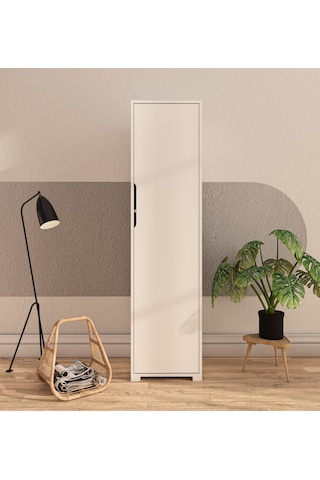 Flora 1 Kapaklı 5 Raflı Gardırop Beyaz Elbise Dolabı