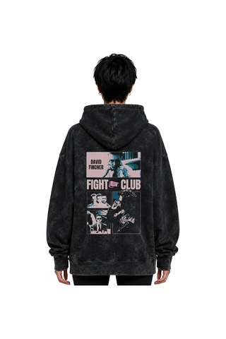 Sevbano Fight Club Tyler Durden Film Baskılı Unisex Oversize Yıkamalı Hoo Siyah