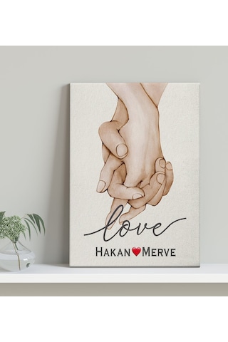 Bk Gift Kişiye Özel Sevgili El Ele Tasarımlı Kanvas Tablo-2 30x50 , Sevgiliye Hediye, Sevgililer Günü Hediyesi Kobitmeyencom33671 Bk Gift