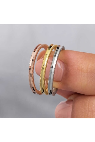 Casera's Gümüş 3 Renk Ajda Kadın Yüzük Csr2185645 Gümüş