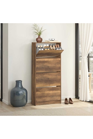 Flat Duo 4 Katlı Geniş Ayakkabılık-koyu Ceviz Oslo Ceviz 73x157x26 Cm Gxyxd Ceviz