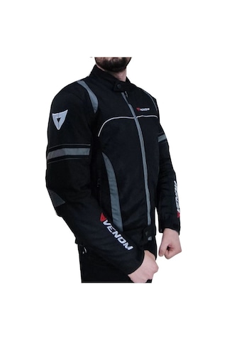 Venom Spin Motosiklet Montu Siyah-gri Motorcu Montu