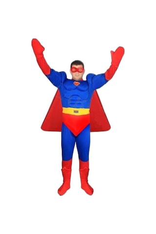 Kostümsarayı Yetişkin Superman Kostümü Kaslı