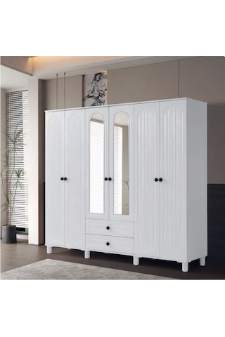 Bohem Mdf 6 Kapılı Dolap Beyaz