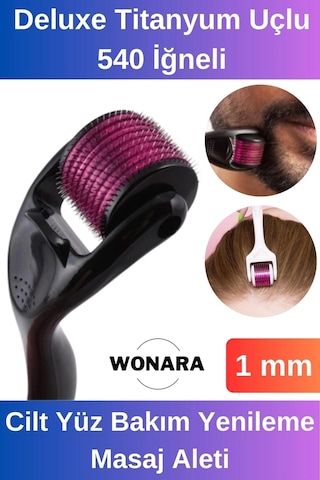 Derma Roller Titanyum Uçlu 540 İğneli Cilt Yüz Bakım Yenileme Masaj Aleti 1 Mm