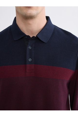 Lcwaıkıkı Classic Bordo Polo Yaka Renk Bloklu Erkek Sweatshirt