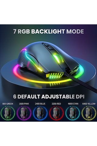 Onıkuma Cw905 Rgb Aydınlatma Kablolu Fare Siyah Diğer