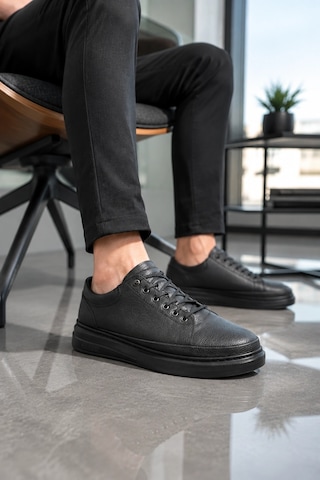 Mevese Emirp Cilt Bağcıklı Erkek Sneaker Günlük Ayakkabı - Siyah