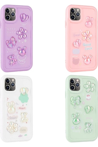 Apple Uyumlu iPhone 11 Pro Max Kılıf Kabartma Figürlü Parlak Zore Toys Silikon Kapak