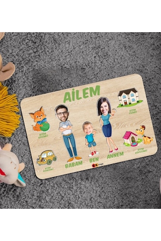 Bk Toys Çocuklara Özel Ailem Konseptli(3 Kişilik) Ahşap Eğitici Y