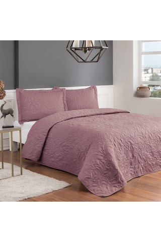 Taç Gala Kendinden Desenli%100 Polyester Yatak Örtüsü Seti, Pembe, Tek Kişilik Çok Renkli