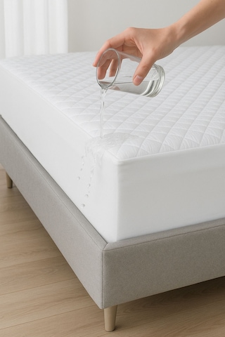 Yatak Alezi Pamuklu Kapitone Fitted Full Kenar Sıvı Geçirmez Yatak Koruyucu Beyaz