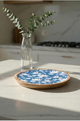 Mango Agacı Pasta Tabağı & Sunum Tabağı 20 Cm Desenli Kahverengi
