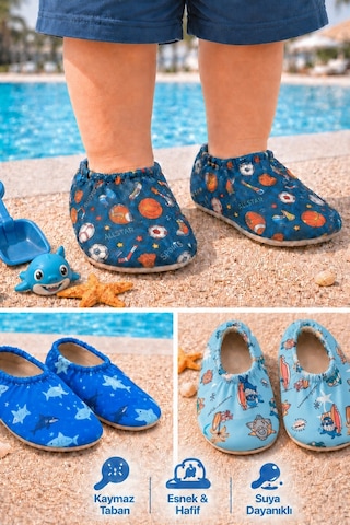 Muggo Baby Kaymaz Tabanlı Unisex Bebek Çocuk Deniz Ayakkabısı Ve Havuz Patiği Mavi