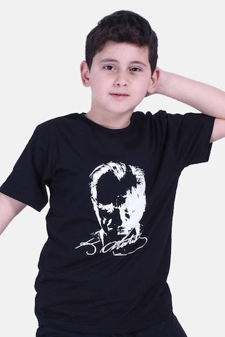 Fyk Kids 2'li Atatürk-imza Farklı Desenli Erkek-kız Çocuk T-shirt Siyah - Beyaz