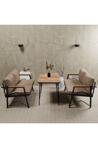 Mb Garden Furnıture Simetri Model, Balkon, Bahçe, Cafe, Metal Koltuk Takımı, Bahçe Takımı ,çay Seti,2+2 Masalı Süngerli Cappuccino