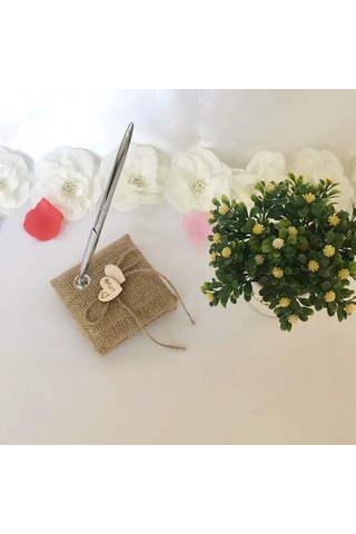 Xiyyadms Düğün Misafir Defteri İmza Seti: Gümüş Renkli Kumaş Kalem + Kalemlik - Nikah, Nişan Ve Özel Günler İçin