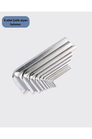 9 Parça Alyan Anahtar Seti Isıl İşlem Görmüş Dayanıklı Çelik