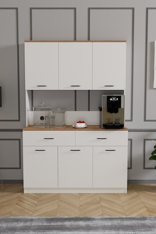 Elmas Kahve Köşesi Çok Amaçlı Dolap Beyaz Atlantik Çam Beyaz Atlantik Çam