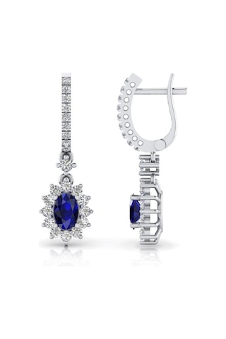 1,06 Karat Pırlantalı Safir Küpe