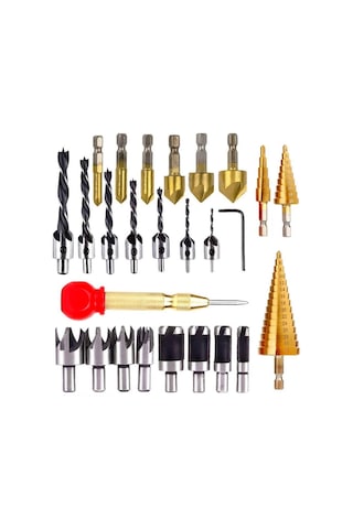 Hallow Ağaç İşleme Pah Delme Aracı Havşa Matkap Uçları 26 Adet