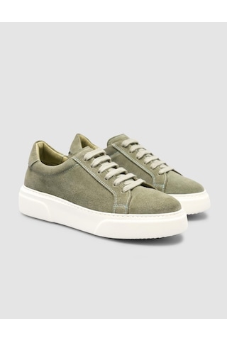 Monamae %100 Hakiki Deri Yeşil Kadın Sneaker YESIL