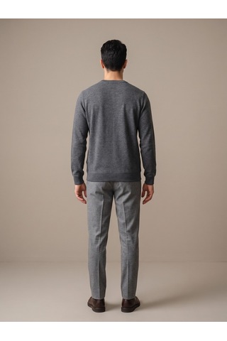Maccali Erkek Antrasit İki İplik Bisiklet Yaka Sweatshirt