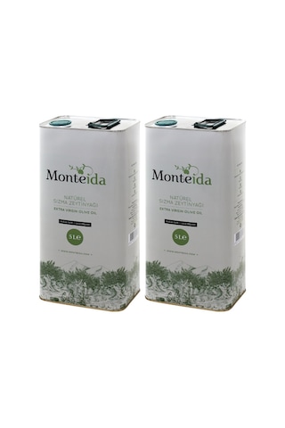 Monteida Soğuk Sıkım Natürel Sızma Zeytinyağı Teneke 2 x 5 L