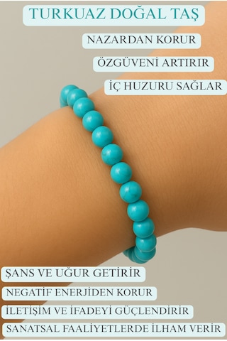 Turkuaz Doğal Taş Bileklik 6mm Negatif Enerjiden Korur