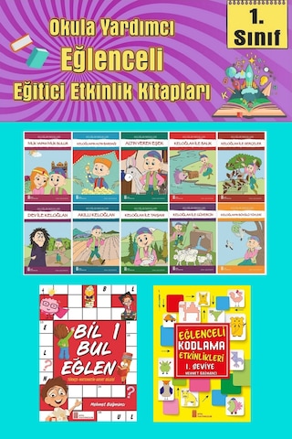 1.sınıflar İçin Okumayı Sevdiren 10 Lu Hikaye Seti -bil Bul Eğlen-kodlama 8 Okulda Evde Tatilde
