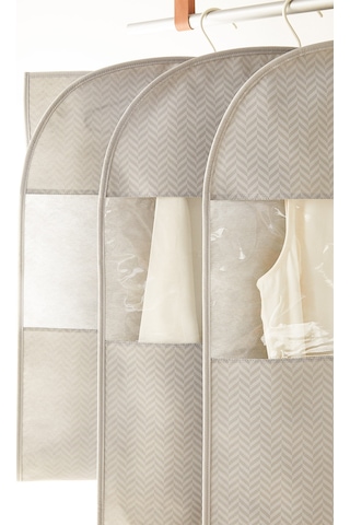 Ocean Home Textile 3'lü Gri Balıksırtı Elbise Kılıfı Set 60 X 135 Cm
