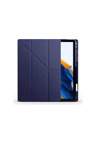 Galaxy Uyumlu Tab A8 10.5 Sm-x200 2021 Kılıf - Bls Store Tri Folding Kalem Bölmeli Standlı Kılıf-laci Arka Kapak