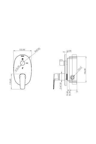 Tenedos 2+1 Yönlü Banyo Panel+batarya Oval-krom