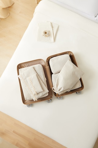 Ocean Home Textile 6'lı Yıkanabilir Gri Dama Desen Pamuklu Bavul İçi Düzenleyici Set Gri