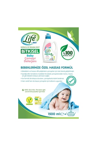 Life by Fakir Bitkisel Bazlı Bebek Sıvı Çamaşır Deterjanı 30 Yıkama 1500 ML