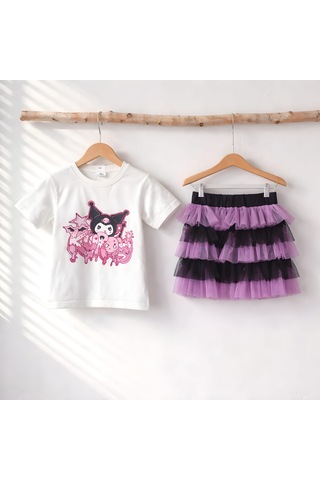 Stella Butik Kız Çocuk Kuromi Etekli Bayramlık Takım Mor