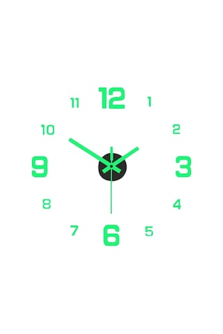 Didadodo Suntek Oturma Odası İçin Büyük Sessiz Modern Fosforlu Çerçevesiz Duvar Saati Çıkartmaları Yeşil