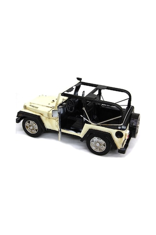 Hediyelik Metal Beyaz Arazi Jeep Araba Otomobil Büyük Boy Dekor