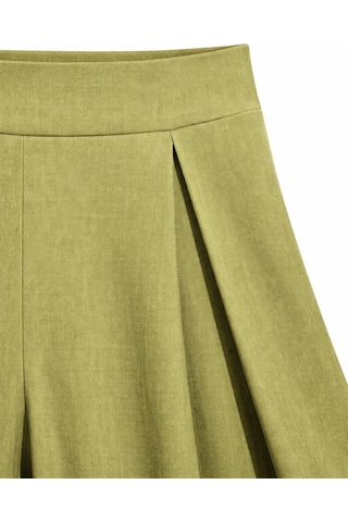 Mixray 4897 Kadın Yırtmaçlı Pileli Asimetrik Dökümlü Pantolon Olive