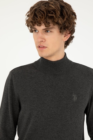 U.S. Polo Assn. Erkek Slim Fit Yarım Boğazlı Antrasit Melanj Basic Kazak 50293499-VR081