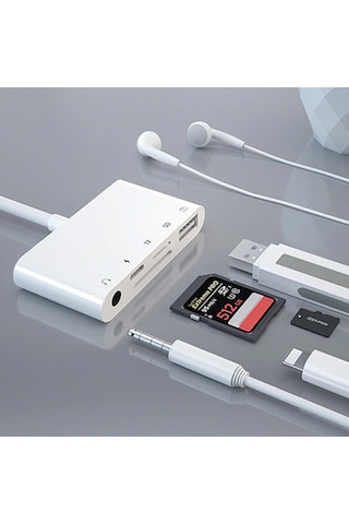 Ally 5 In 1 Apple iPhone Uyumlu iPad Lightning To Audio Usb Kamera Dönüştürücü