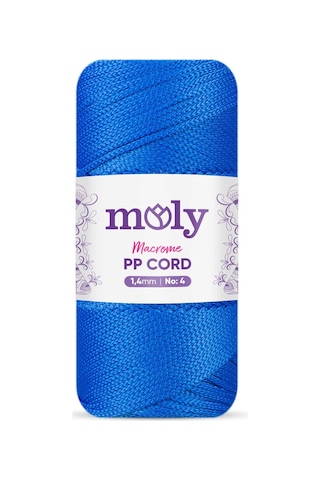 Moly Pp Cord Polyester Makrome No:4 1,4mm 240-çivit Mavi Örgü İpi 200 Gram