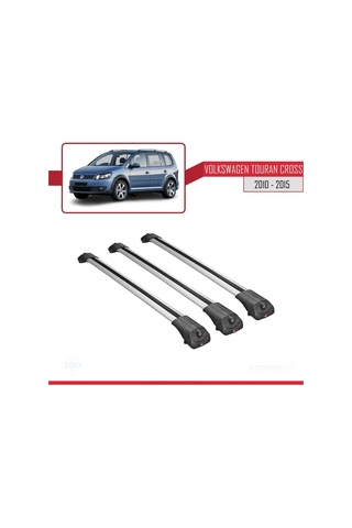 Volkswagen Touran 2010-2015 Arası İle Uyumlu Ace-1 Ara Atkı Tavan Barı Gri 3 Adet Bar