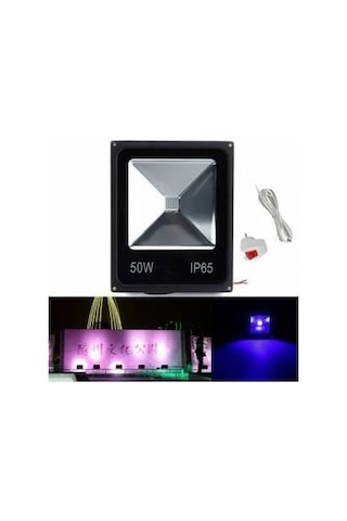 50w Uv Led Ultraviyole Projektör 395nm Mor Işık 10m Fişli Kablo