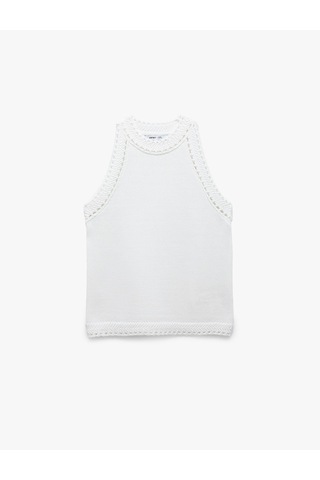 Koton Regular Fit Kolsuz Ajurlu Halter Yaka Kroşe Tişört Beyaz 5sak30033ht